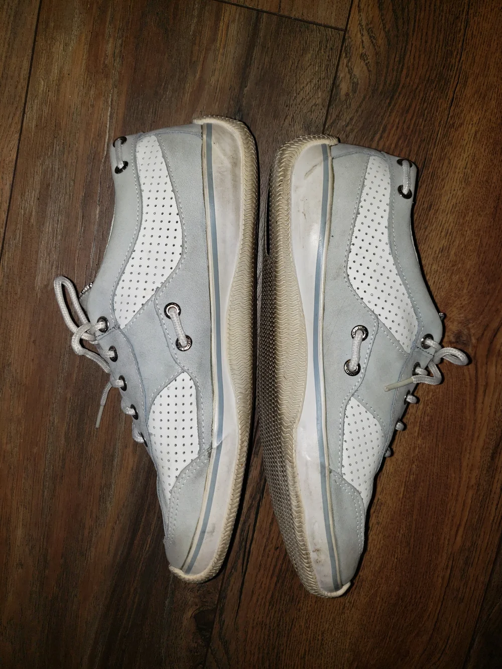 Women's Sperry Casual Lace-Up Sneakers in Light Gray and White